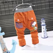 俪韵小屋（LiYunHouSe）童装男童裤子春秋新款儿童休闲裤春秋单裤1-3-5-7岁宝宝长裤韩版 彩裤小狗橘色 (单裤) 80 cm身高左右