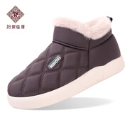 拾聚冬季女鞋加绒加厚保暖棉鞋女老北京布鞋老年人妈妈百搭雪地靴 男款咖色 35