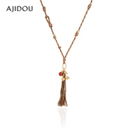 阿吉豆项链女流苏长颈链玛瑙锁骨链轻奢配饰小众编织毛衣链送女友