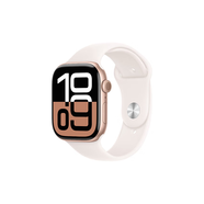 Apple/苹果 Watch Series 10 智能手表GPS款46毫米玫瑰金色铝金属表壳淡桃粉色运动型表带M/L MX2A3CH/B