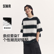 森马（Semir）短袖T恤男条纹情侣装夏季半袖上衣oversize无性别潮101324100211