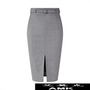 艾莫克灰色弹力一步裙2025高腰包臀职业半身裙 灰色 S