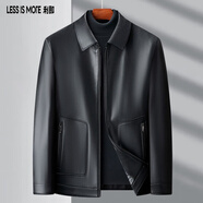 LESS IS MORE利郎男装真皮皮衣2025秋季新款男士绵羊皮翻领中年爸爸装皮衣夹克 黑色 XL 180/96A(140到150斤)