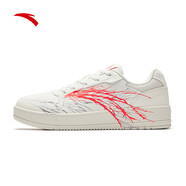 安踏（ANTA）女板鞋防滑耐磨时尚百搭休闲小白鞋厚底增高防泼水运动休闲鞋 象牙白/银/荧光亮深红-1 35.5 (女5)