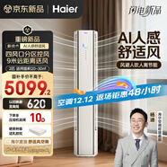 海尔空调 麦浪舒适风 2匹 一级能效变频 冷暖两用 客厅立式空调柜机 国家补贴 以旧换新 KFR-50LW/E2-1