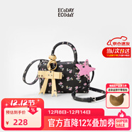 ECODAY孟子义同款NANO包女单肩手提波士顿包小包生日礼物情人节送女友 黑色碎花包（含蝴蝶结）