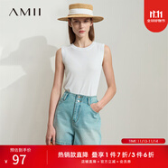 AMII女装2025夏季新款极简纯色直筒无袖套头双曲冰麻纱吊带背心 白色 M