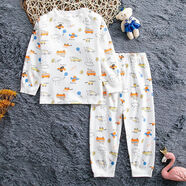 哈咪奇宝宝纯棉无骨秋衣秋裤中大童套装男女童家居服打底睡衣秋冬 彩蓝汽车 140 140无肩扣