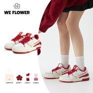 WE FLOWER小花鞋2025春季新款男女百搭国潮多巴胺软底透气运动休闲板鞋 幸运红 37