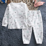 哈咪奇中大童春秋纯棉套头肩扣打底秋衣裤内衣套装宝宝无骨棉毛衣 森林冒险浅灰 73 73cm有肩扣