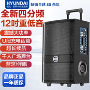 HYUNDAI韩国现代大功率广场舞音响 拉杆音箱户外K歌大音量移动蓝牙舞台音响 带麦克风演出k歌跳舞会议主持 【12寸四分频1600W】热销新款