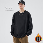 Foss Phil衬衫男士秋冬季加厚保暖百搭纯色休闲卫衣上衣7999JH黑色L