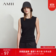 AMII女装2025夏季新款极简纯色直筒无袖套头双曲冰麻纱吊带背心 黑色 XS