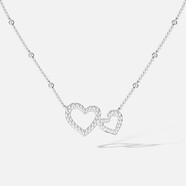 APM Monaco爱心可调节项链银白色密镶心形镂空高级设计感优雅精致简约礼物