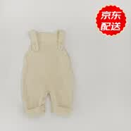 韩版婴儿连体衣秋冬男女宝宝针织百搭背带裤婴幼童毛线长裤爬服潮 米色 38cm 73