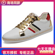 酷奇一线品牌欧洲站秋季板鞋男士真牛皮透气欧美刺绣休闲鞋个性网红小 白_1808白色 36