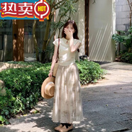 山头林村上海嘉乐服装夏装搭配一整套茶系时尚气质减龄新中式国风上衣半身 新中式上衣 S  (80-95斤)