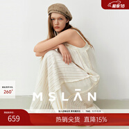 MSLAN丨2024年秋季新款毛织感提花肌理精致蕾丝拼接连衣裙MGCT030 杏仁色 M
