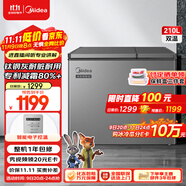 美的（Midea）210升双温双箱家商两用冰柜大冷冻小冷藏卧式节能低音冷柜小型冰箱BCD-210DKEM(E)钛钢灰国家补贴