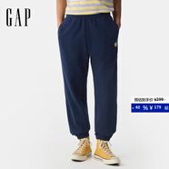 GAP男装2025春季新款刺绣logo松紧腰束口卫裤运动休闲长裤725654 海军蓝 2XL (185/92A)亚洲尺码