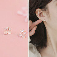 恒久叶深圳旭家樱桃猫眼石耳钉女简约小巧气质新款 猫眼石樱桃耳钉+水钻小爱心