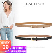 viney牛皮女士皮带细腰带女装饰配裙带针扣女生轻奢牛仔裤腰带生日礼物
