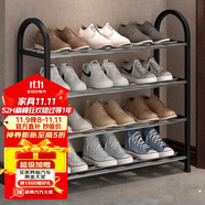 索尔诺（SuoErnuo）鞋架简易拖鞋架出租房收纳鞋架子客厅家用门口宿舍经济型放鞋架 四层推荐款黑色K570【长57高57】