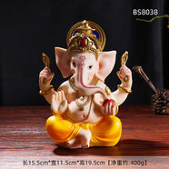泰国象神摆件印度象鼻财神泰式餐厅吧台收银台东南亚风格装饰 大号彩色象鼻财神--高19点5cm树脂款