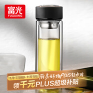 富光 男女士双层玻璃杯 水杯 支持团购定制 304杯子泡茶杯400ML黑
