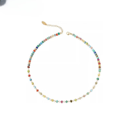 BEYZK3mm施家小米珠珍珠项链女颈链爱心锁骨链小珍珠项链2025新款配饰 多巴胺串珠项链