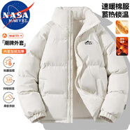 NASA MARVEL棉衣男冬季棉服男情侣装外套面包服加厚宽松百搭休闲 米白 M