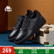 Kappa卡帕男鞋板鞋男冬季新款厚底小白鞋子男百搭休闲鞋情侣跑步运动鞋 黑色 35