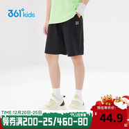 361°儿童短裤夏季男女童3-12岁透气运动裤梭织五分裤 黑 130