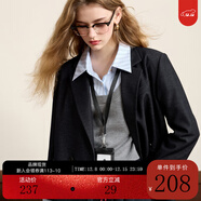 三彩2025秋季新款休闲西装外套双排扣简约正肩小西服宽松气质M 藏青色 S