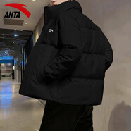 安踏（ANTA）棉袄男款2025冬季新款棉服宽松大码保暖厚外套青少年黑色棉衣 -2基础黑 L