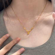 海上罗孚925银法式玫瑰花项链复古金色轻奢时尚吊坠锁骨链生日礼物送女友 925银玫瑰花项链