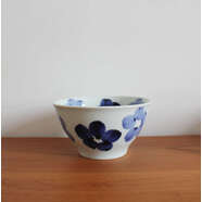 日本制bisque陶瓷器牛井碗拉面大汤碗斗笠碗zakka进口青花朵叶朵 花朵L 850ml 1个