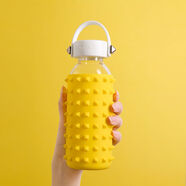 NONOO便携水杯隔热防摔户外家用软硅胶套水杯创意ins玻璃杯可爱女 400毫升NONOO黄高硼硅玻璃耐高温120