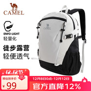 骆驼（CAMEL）云影雪糕包双肩背包防水男旅行轻量男女学生户外徒步登山包黑白