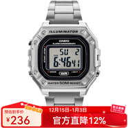 卡西欧（CASIO） 手表 复古小方块 运动夜光学生表 ins潮流男表 考试表 W-218HD-1A