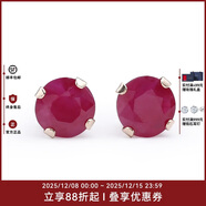 GEM STONE KING红宝石10K金耳饰镶嵌1.12克拉彩宝短款气质耳钉送女友生日礼物 黄10k金红宝石