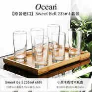 鸥欣 进口玻璃水杯子套装牛奶杯早餐杯子家用耐热玻璃微波炉透明水杯 诗贝尔杯235ml 【6只装】+竹盘