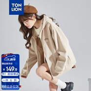 唐狮（TonLion）2025针织外套女休闲卫衣开衫连帽上衣 无绒款浅卡其/二批 S
