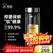 希诺（heenoor）抗菌玻璃杯双层隔热高档车载水杯男2025新款泡茶杯子XN-9607KT