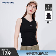 Navigare意大利小帆船圆领针织背心女修身内搭吊带衫显瘦百搭打底衫 暗夜黑 S