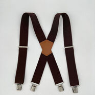 迷朵绚新款背带夹男士女士百搭时尚背带吊裤夹西装裤吊带夹英伦风背带裤 咖啡色