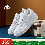 Kappa卡帕男鞋板鞋男冬季新款厚底小白鞋子男百搭休闲鞋情侣跑步运动鞋 鹭羽白 38