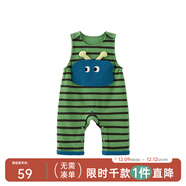 papa爬爬【糯米棉】春新款男女宝宝背带裤童装裤子外出长裤柔软可爱 绿色 款2 66 cm