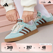 adidas「T头鞋」VL COURT复古休闲板鞋德训鞋男女阿迪达斯轻运动 浅闪光蓝/棕色/淡绿   39