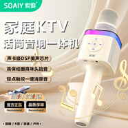 索爱（soaiy）MC62 麦克风音响一体儿童话筒k歌家庭KTV蓝牙音箱神器无线唱歌家用卡拉ok 油彩白